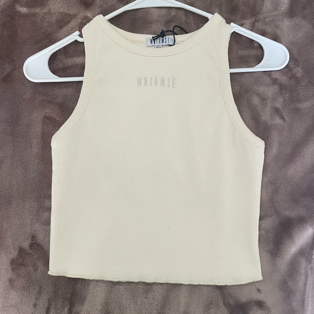 Cream Ribbed Tank Top